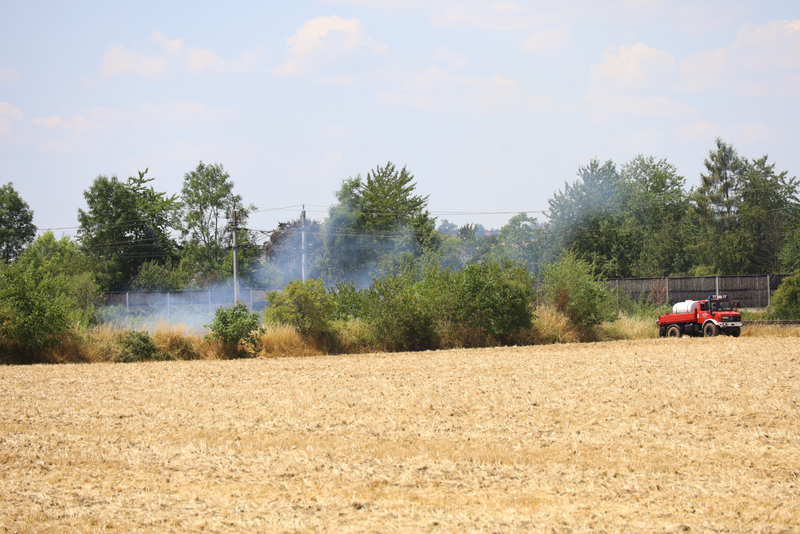 Wiesenfeuer in schwer zugänglichen Gelände